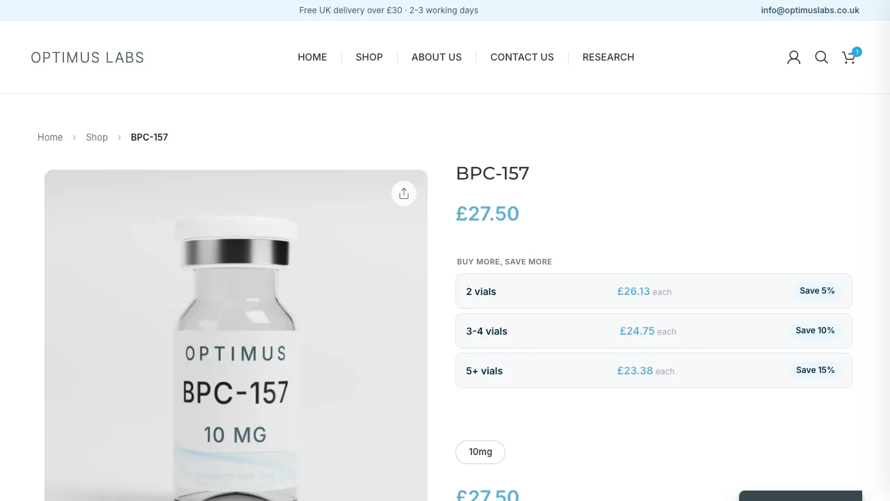 Optimus Labs product page with tiered pricing